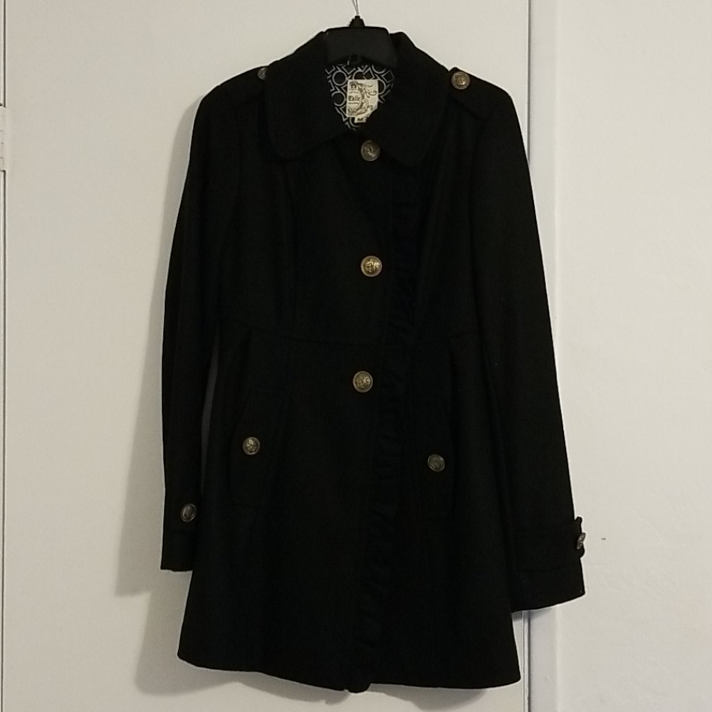 New Ruffle Wool Military style Coat Tulle M